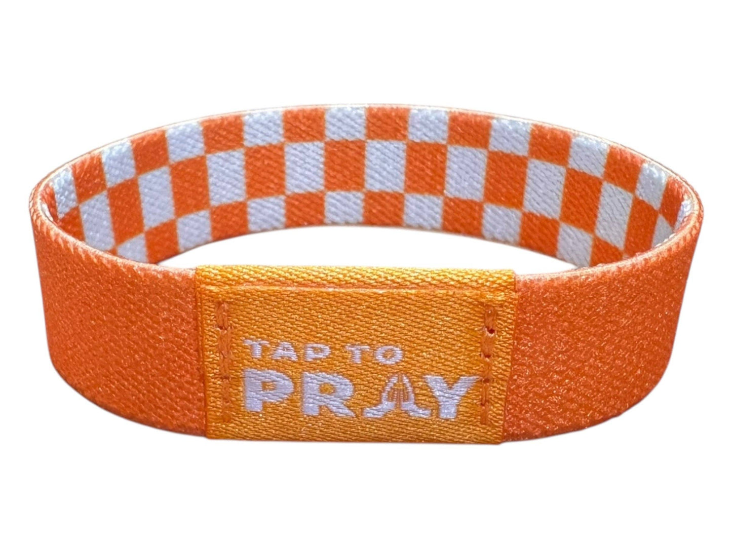 Tap To Pray™ Wristbands - Orange & White Checker