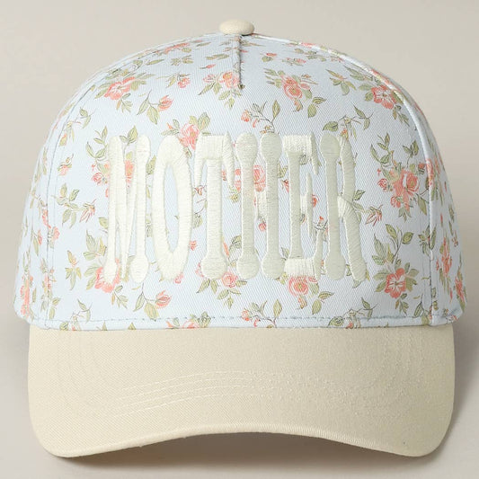 MOTHER Embroidered Flower PatternTrucker Hat: BLUE/BEIGE