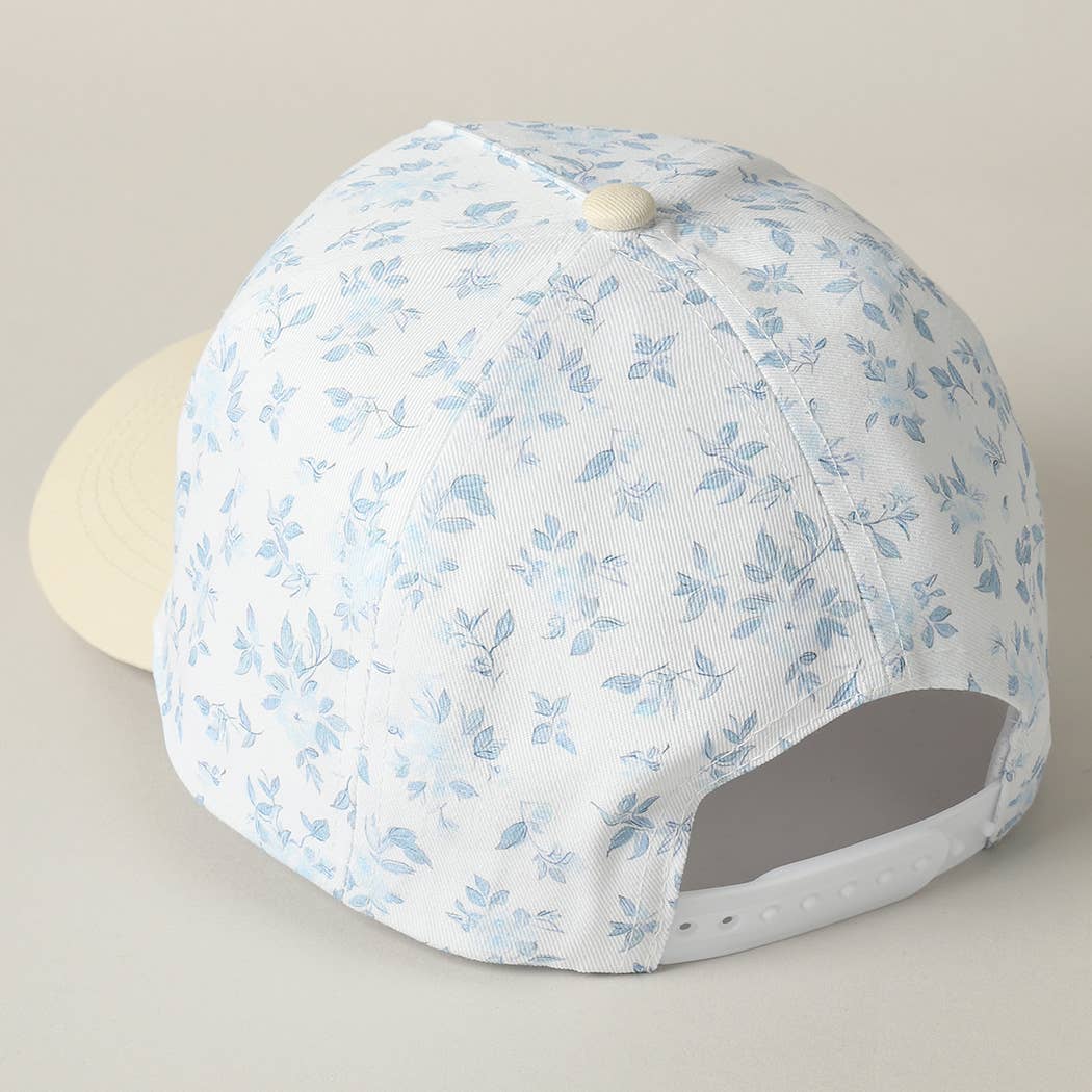 MOTHER Embroidered Flower PatternTrucker Hat: BLUE/BEIGE