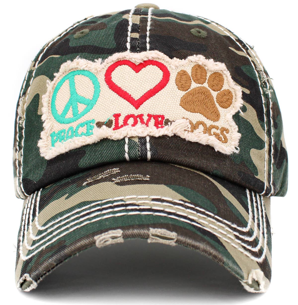 Peace Love Dogs Vintage Ballcap: BLK