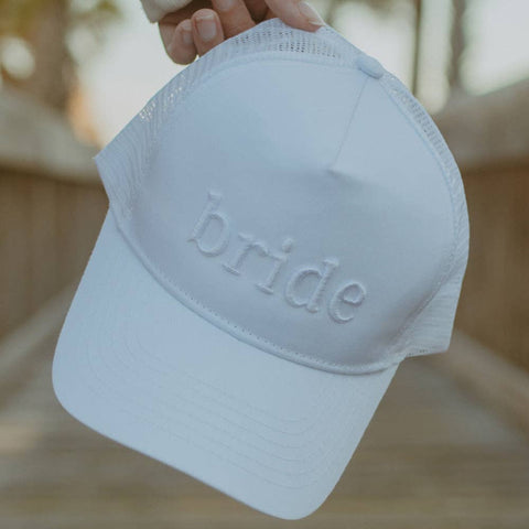 Bride Wholesale 3-D Embroidered Trucker Hat: White