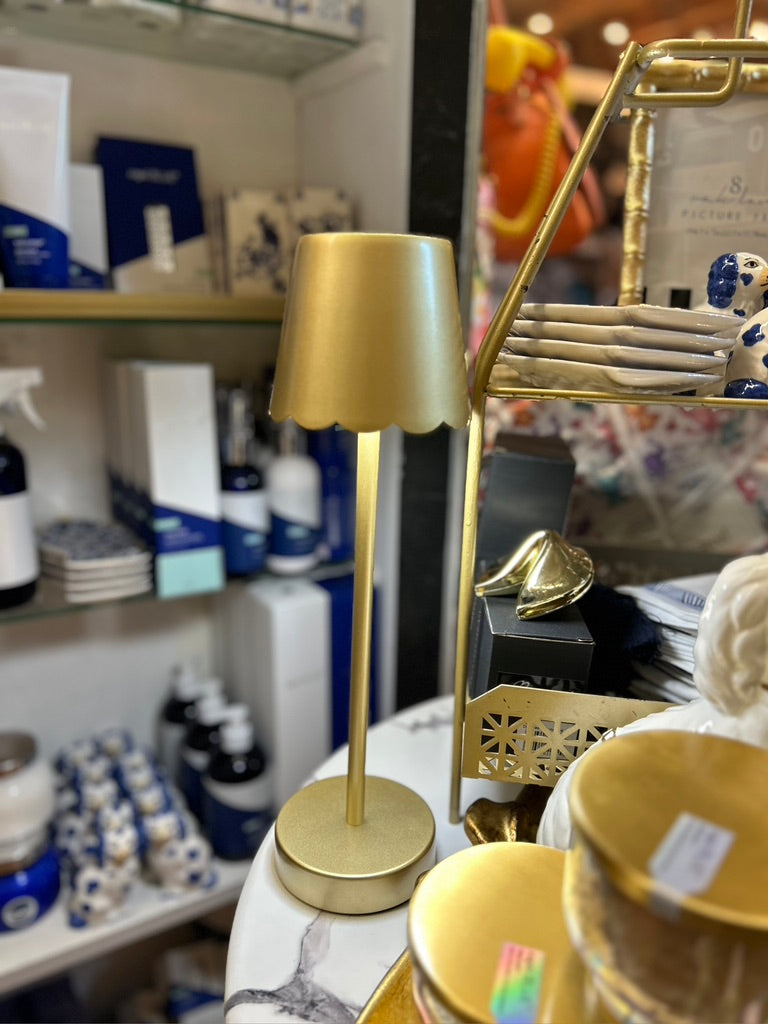 LED Cordless Table Lamp with Scalloped Edge Shade in Gift Box