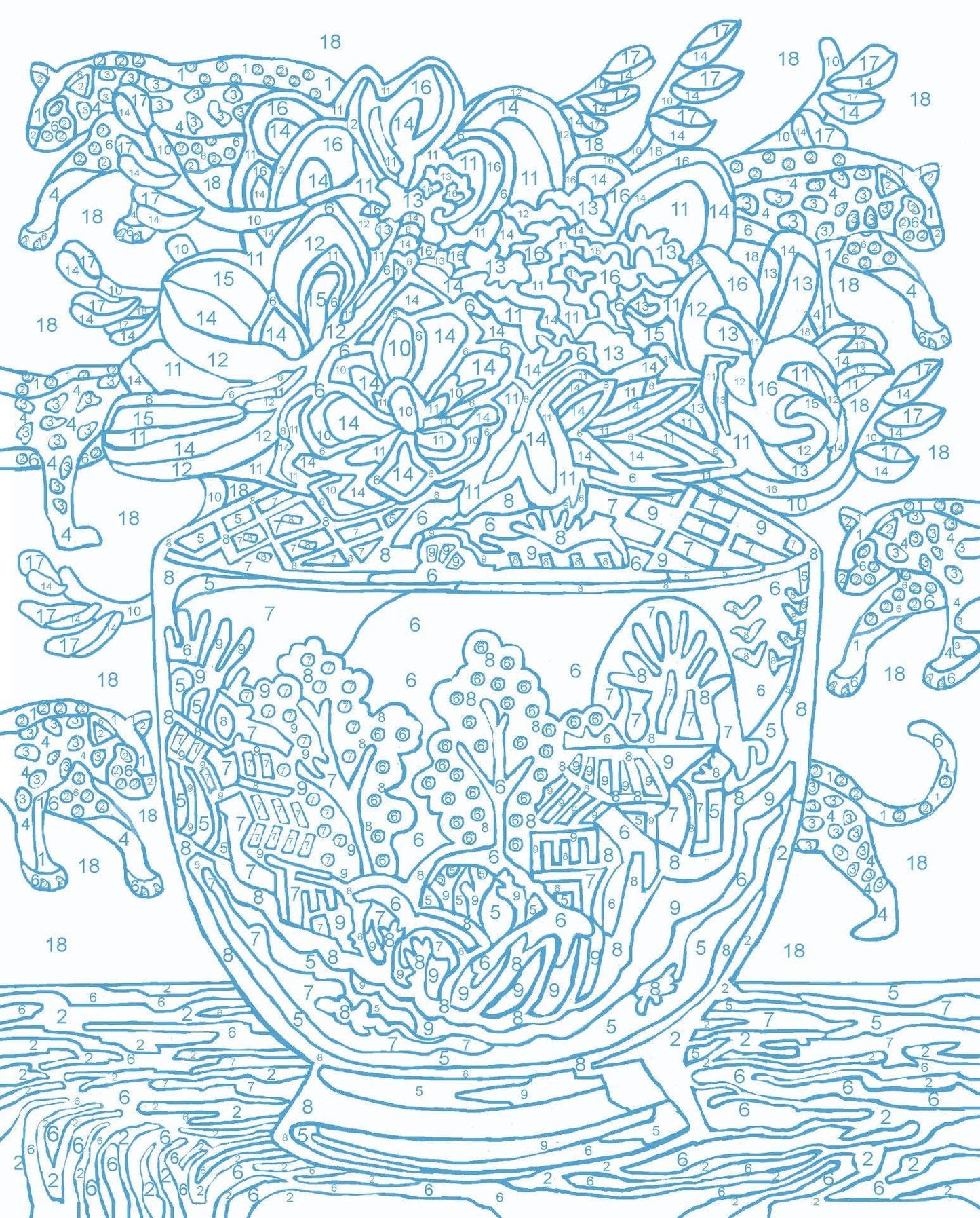 Succulents Paint by Number Kit ~ 8”x10” ~ Chinoiserie
