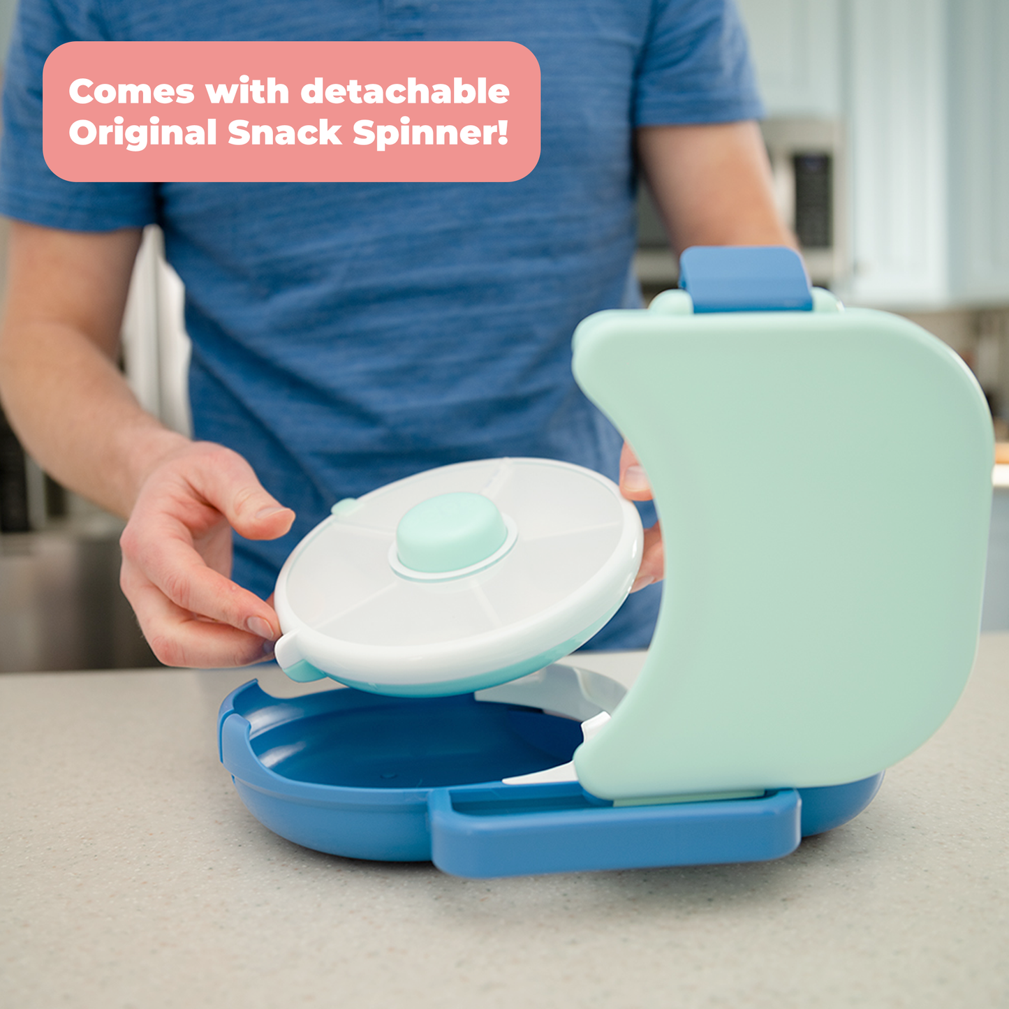 GoBe Kids 2-in-1 Lunchbox with Small Snack Spinner Flip: Sage Green
