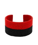 Red and Black Seed Bead Cuff Bracelet