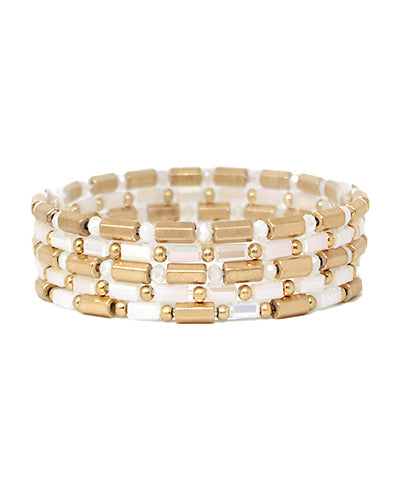 Hexagon Cylinder Beads Bracelet 5 Row