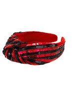 Stripe Sequin Headband Red/Black