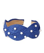 Pearl Stud Braided Rattan Headband