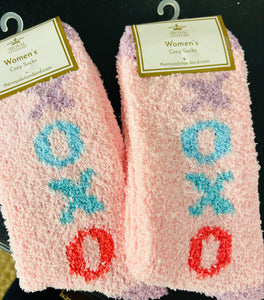XOXO Cozy Socks Pink/Multi One Size