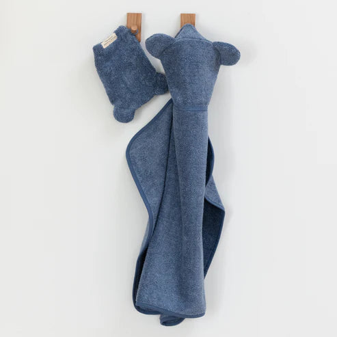 Hooded Towel + Wash Mitt Set Rain by Bella Tunno