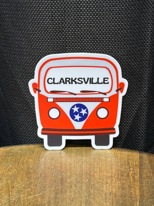 Clarksville Retro Bus Sticker