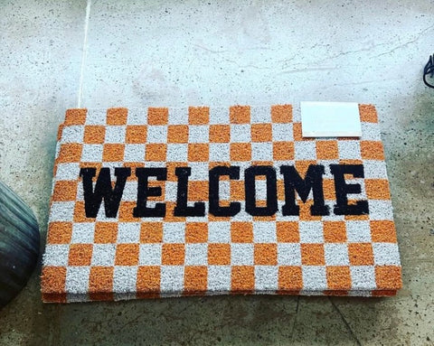 Welcome Checkerboard Doormat