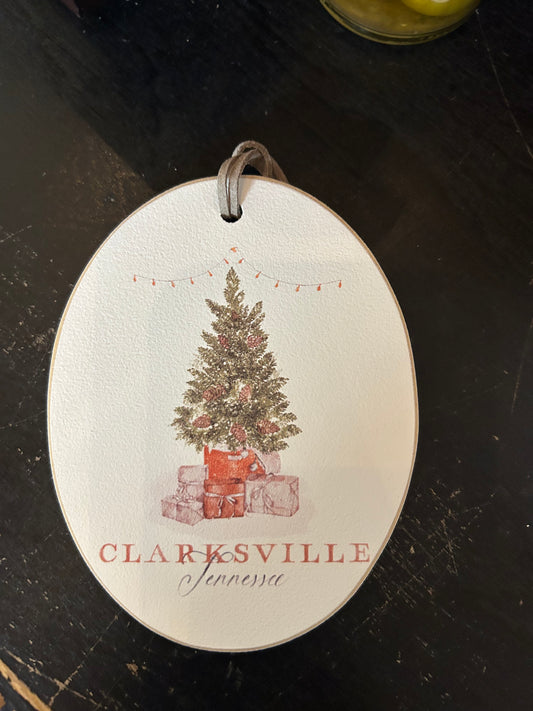 Clarksville Tennessee Wooden Ornament