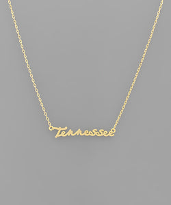 Tennessee Scripted State Necklace