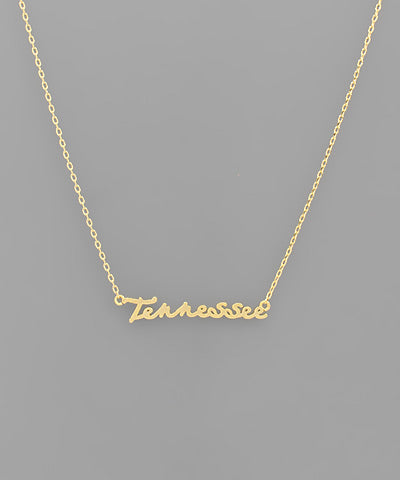 Tennessee Scripted State Necklace