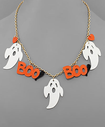 Halloween Necklace Ghost/Spiders