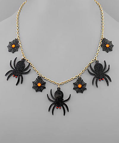 Halloween Necklace Ghost/Spiders