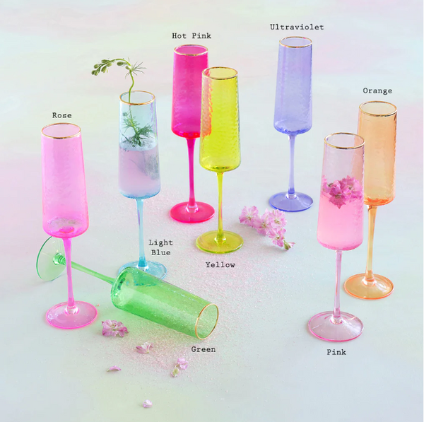 Glitterville Rainbow Champagne Flute