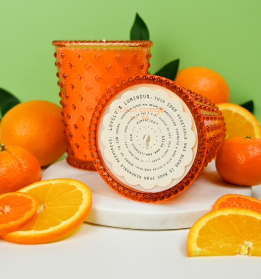 SICILIAN ORANGE HOBNAIL GLASS CANDLE