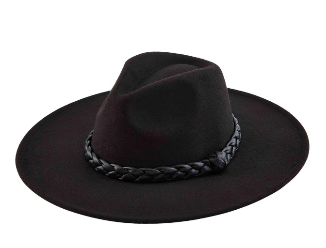 BRAIDED FEDORA- Black