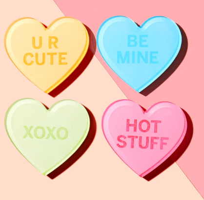 Conversation Hearts Set of 4 Coasters