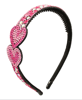 Pink Crystal Heart Headband