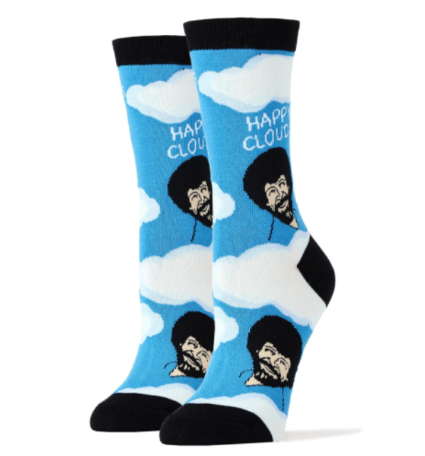 Women's Crew Socks - Bob Ross Happy Clouds