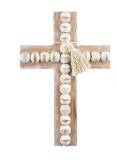 Mud Pie Wood Bead Cross  with Tassel