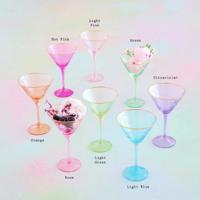 RAINBOW MARTINI GLASS. Glitterville