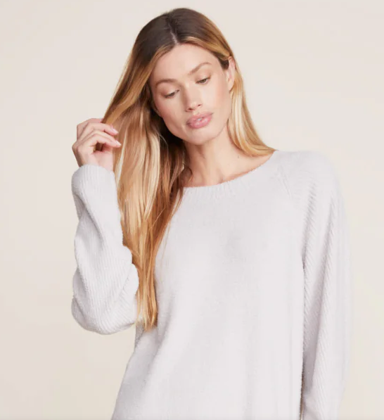 CozyChic Lite® Rib Blocked Pullover - Silver