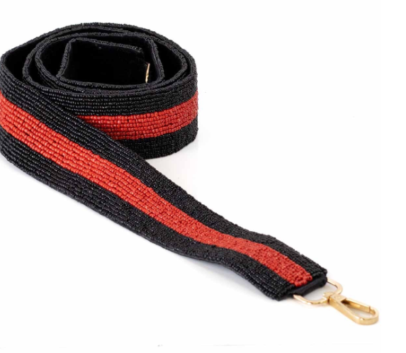 Gameday Stripe Beaded Purse Strap Black/Red