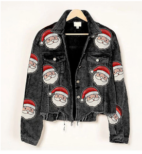 Sequin SANTA Patch Cropped CORDUROY Shacket