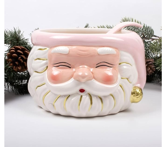 Santa Punch Bowl - Pink 9.5" x 9.5" x 6"