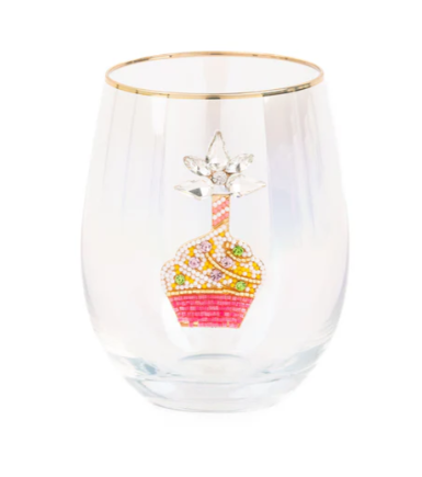 Beaded Cupcake Wine Glass