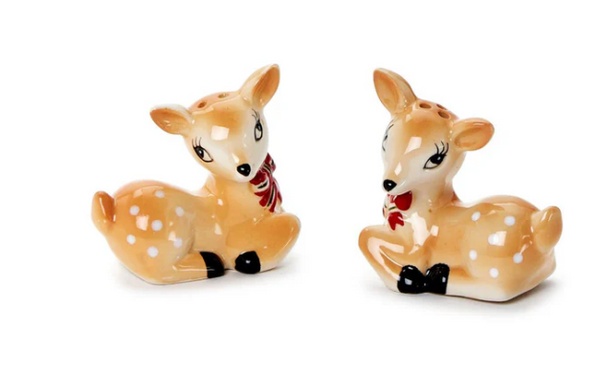 Vintage Deer Hand-Painted Salt and Pepper Shaker Set in Gift Box