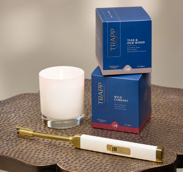 Trapp Cream & Gold Rechargeable USB Candle Lighte