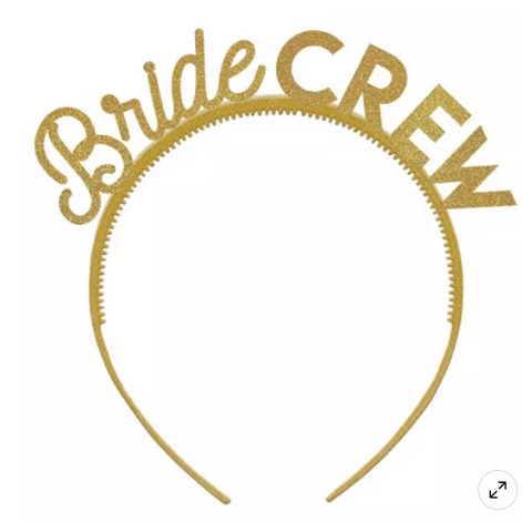 Gold Plastic Bride Crew Headband, 6ct