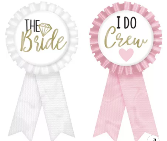 The Bride & I Do Crew Fabric Award Ribbons, 3in x 5.85in, 8pc