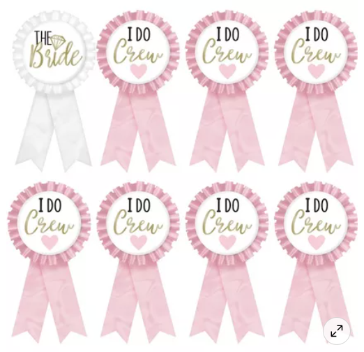 The Bride & I Do Crew Fabric Award Ribbons, 3in x 5.85in, 8pc