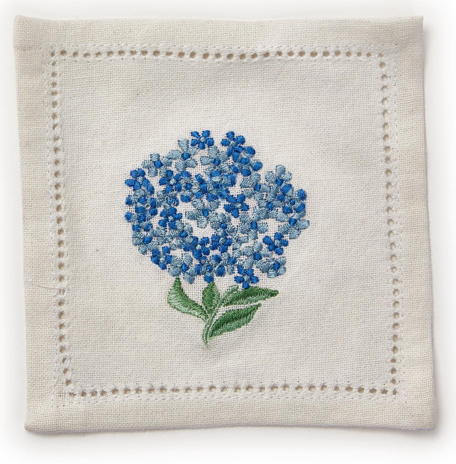 Hydrangea S/6 Hemstitch Cocktail Napkins