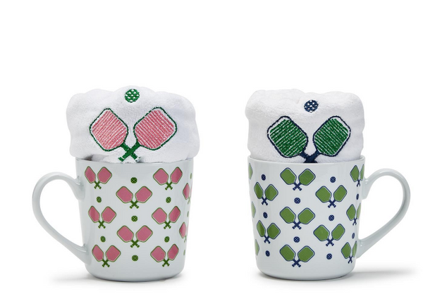 Pickleball Mug with Embroidered Sports Towel
