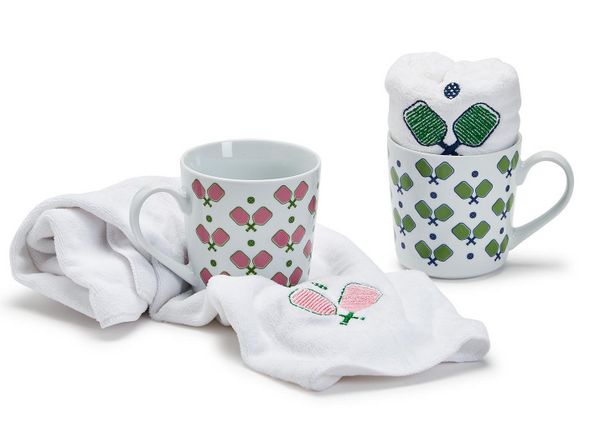 Pickleball Mug with Embroidered Sports Towel