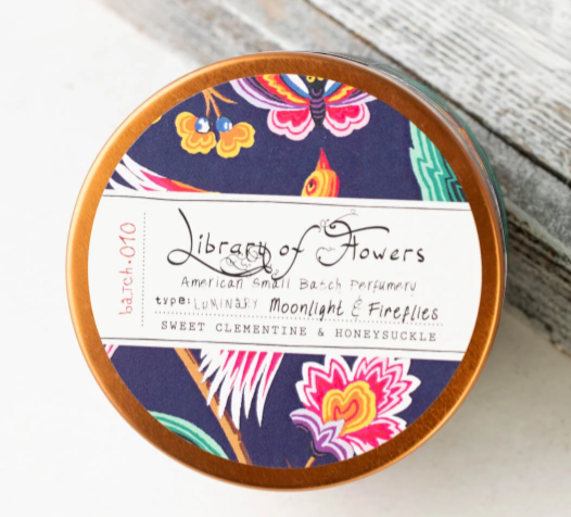 Library of Flowers Navy Birds & Butterflies Candle