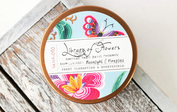 Library of Flowers Aqua & Birds Candle