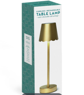 LED Cordless Table Lamp with Scalloped Edge Shade in Gift Box