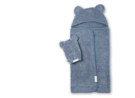 Hooded Towel + Wash Mitt Set Rain by Bella Tunno