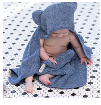 Hooded Towel + Wash Mitt Set Rain by Bella Tunno