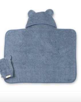 Hooded Towel + Wash Mitt Set Rain by Bella Tunno