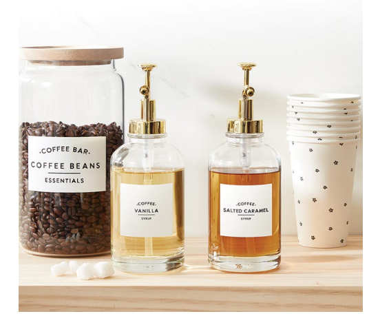Glass Coffee Syrup Dispenser - Set of 2