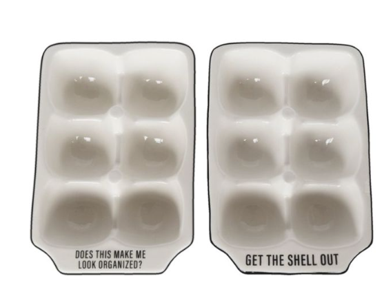 black/white Cer Egg Holders S/2